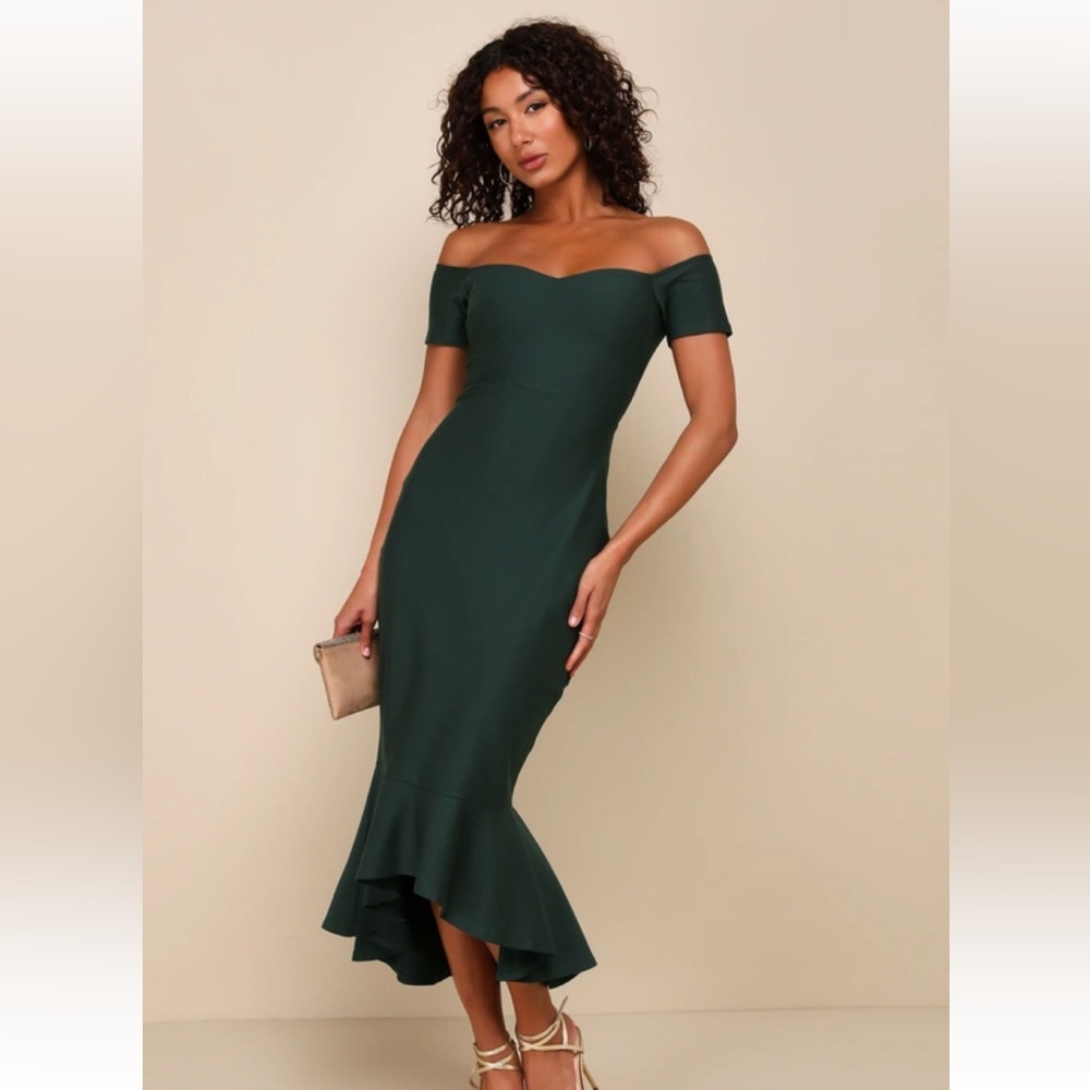 Lulus Off-Shoulder Green Dress